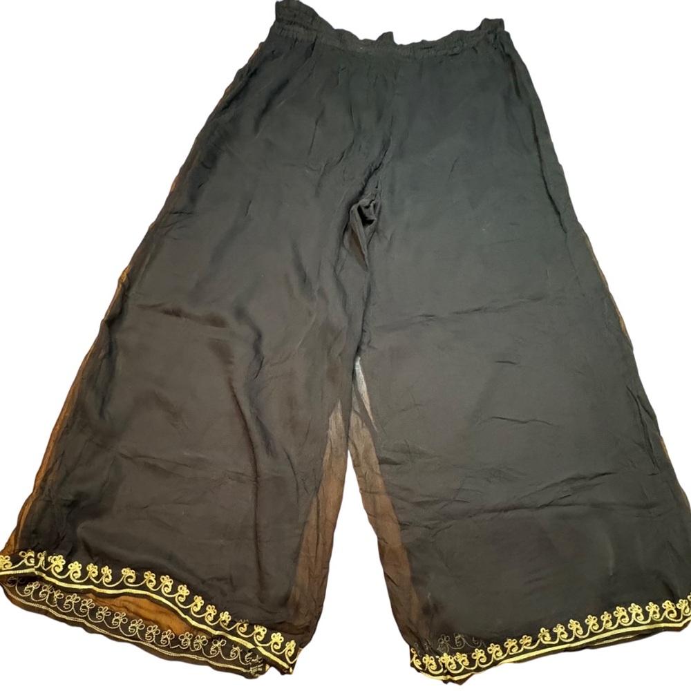 India authentic Indian Vintage Pallazo Black wide leg Boho Pants medium women’s